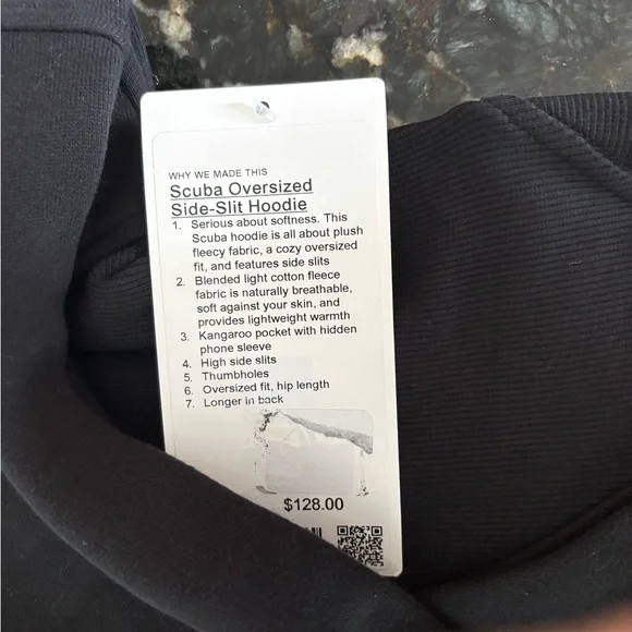 Lululemon scuba oversized, side slit hoodie Women's Black xs/s - Picture 5 of 6